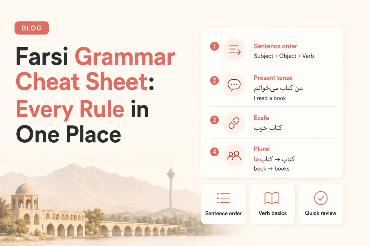 Farsi Grammar Cheat Sheet: Every Rule in One Place